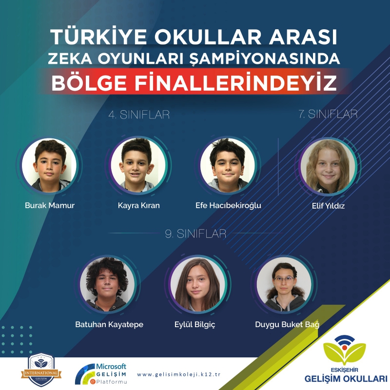 TÜRKİYE OKULLAR ARASI ZEKA ŞAMPİYONASINDA BÖLGE FİNALLERİNDEYİZ