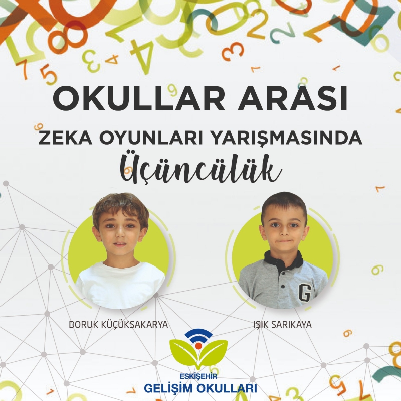 OKULLAR ARASI ZEKA OYUNLARI YARIŞMASINDA ÜÇÜNCÜLÜK