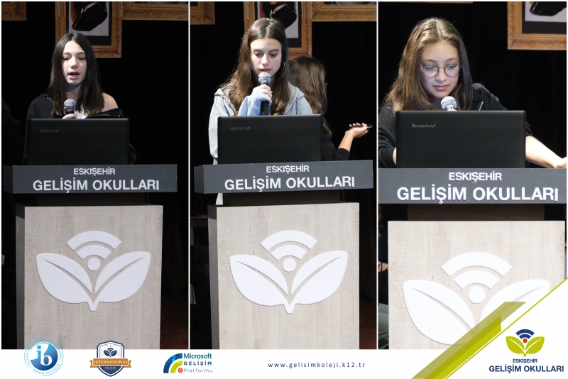 COĞRAFYA KULÜBÜ ÖĞRENCİLERİ KATILDIKLARI ULUSLARARASI İKLİM DEĞİŞİKLİĞİ&DİRENÇLİ KENTLER KONGRESİ`NDE ÖĞRENDİKLERİ BİLGİLERİ OKULUMUZUN 4. SINIF ÖĞRENCİLERİNE VE LİSE KADEMESİNE AKTARDILAR. 